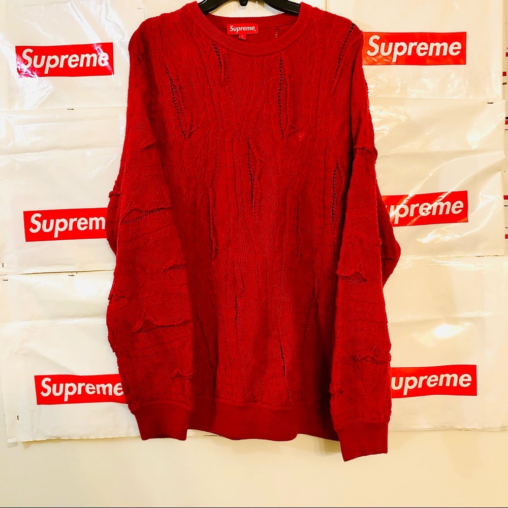 Supreme Textured Pattern Sweater Red Large